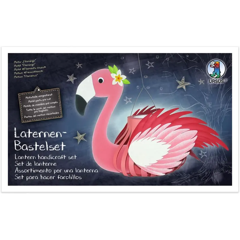 Ursus 18720008 - Laternen Bastelset, Flamingo, Set zum Basteln einer Laterne, für Kinder, inklusive Bastelanleitung, ideal für den nächsten Laternenlauf