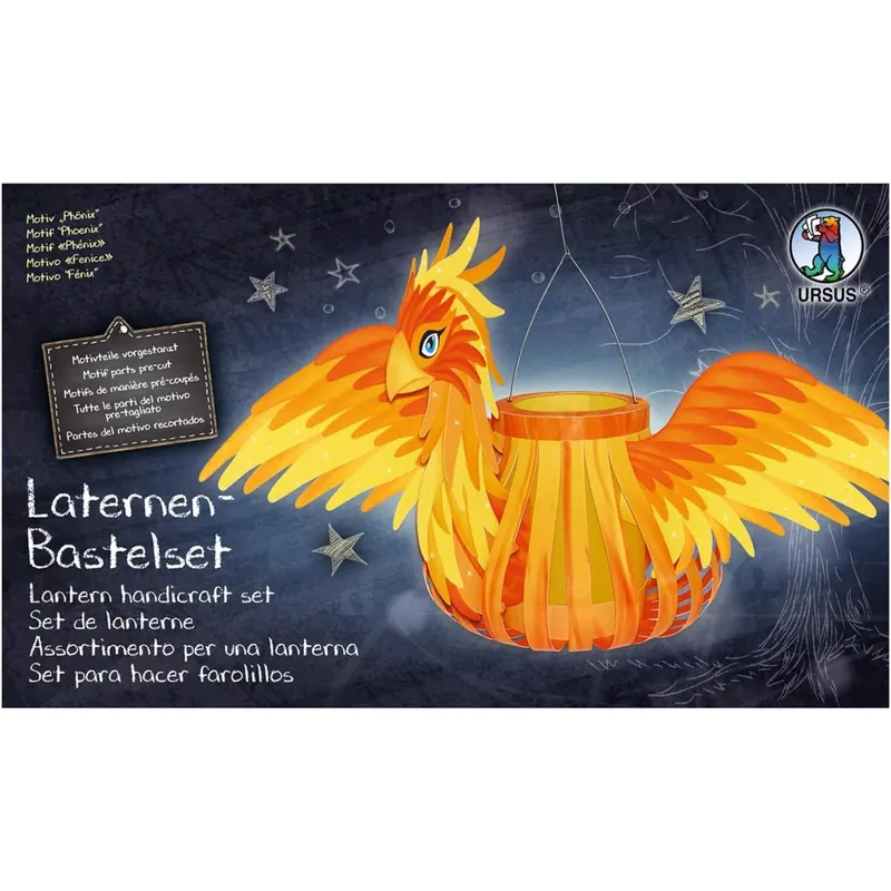 Ursus 18720010F - Laternen Bastelset Phoenix, Set zum Basteln einer Laterne, für Kinder, inklusive Bastelanleitung, ideal für den nächsten Laternenlauf