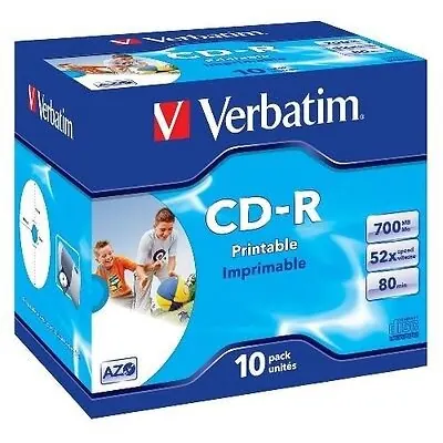 Verbatim CD-R Rohlinge - 700MB/80Min, 52-fach/Jewel Case, Packung mit 10 Stück