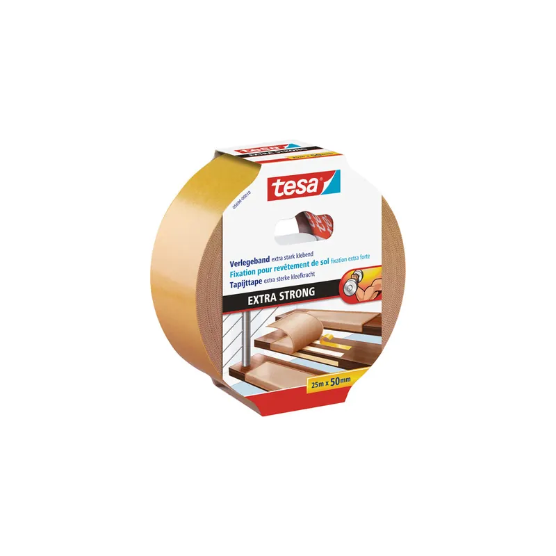 Verlegedoppelband tesa Extra Strong 5696 - 50 mm x 25 m weiß Bodenbelagband für Privat/Endverbraucher-Anwendungen