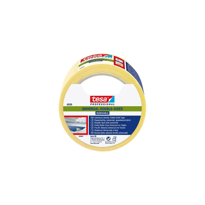 Verlegedoppelband tesa tesafix 4939 - 50 mm x 25 m farblos Bodenbelagband für Industrie/Gewerbe-Anwendungen Pckg/6