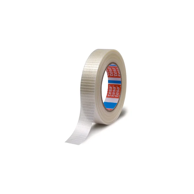 Verpackungsklebeband tesa Kreuzfilamentband universal 4591 - 50 mm x 50 m farblos Glasfaser/PET-Band für Industrie/Gewerbe-Anwendungen Pckg/18