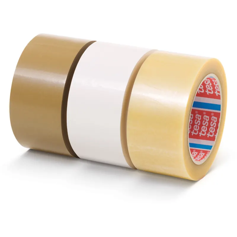 Verpackungsklebeband tesa tesapack 4124 - 75 mm x 66 m chamois PVC-Band für Industrie/Gewerbe-Anwendungen Pckg/4