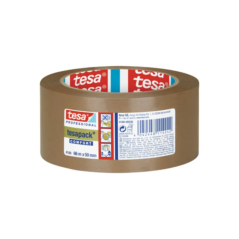 Verpackungsklebeband Tesa tesapack comfort 4100 - 50 mm x 66 m chamois PVC-Band für Industrie/Gewerbe-Anwendungen  Pckg/36
