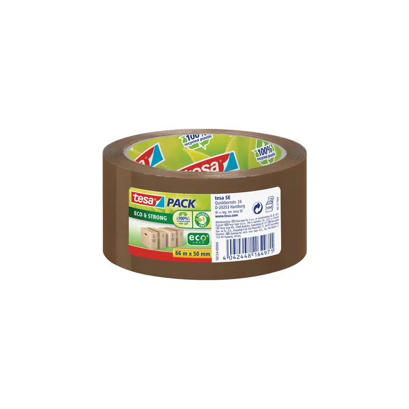 Verpackungsklebeband tesa tesapack Eco & Strong 58154 - 50 mm x 66 m braun PP-Band für Privat/Endverbraucher-Anwendungen