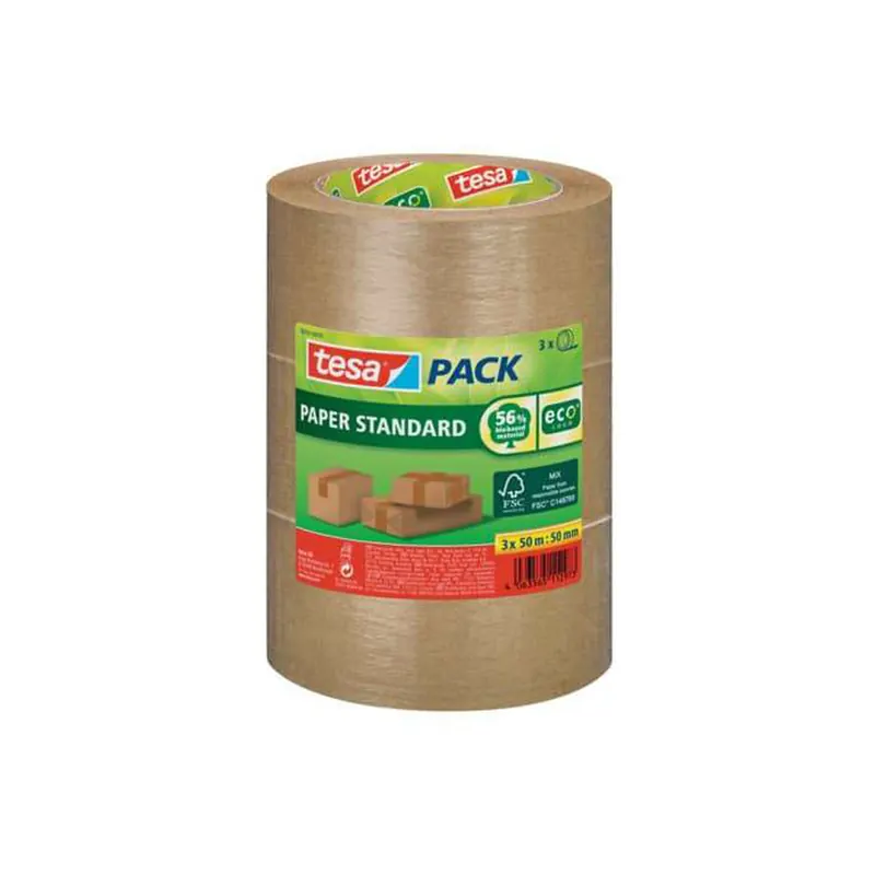 Verpackungsklebeband tesa tesapack ecoLogo 58292 Pckg/3 - 50 mm x 50 m chamois Papier-Band für Privat/Endverbraucher-Anwendungen