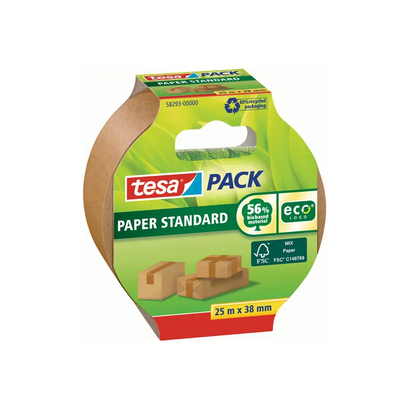 Verpackungsklebeband tesa tesapack ecoLogo 58293 - 38 mm x 25 m chamois Papier-Band für Privat/Endverbraucher-Anwendungen
