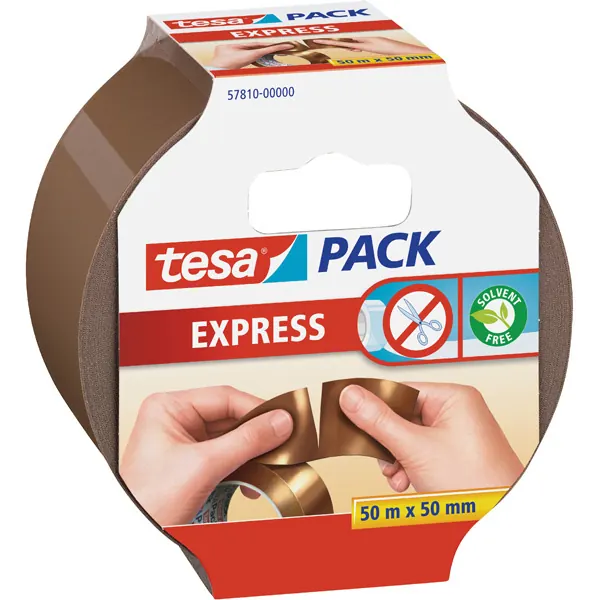 Verpackungsklebeband tesa tesapack Express 57810 - 50 mm x 50 m braun PVC-Band für Privat/Endverbraucher-Anwendungen
