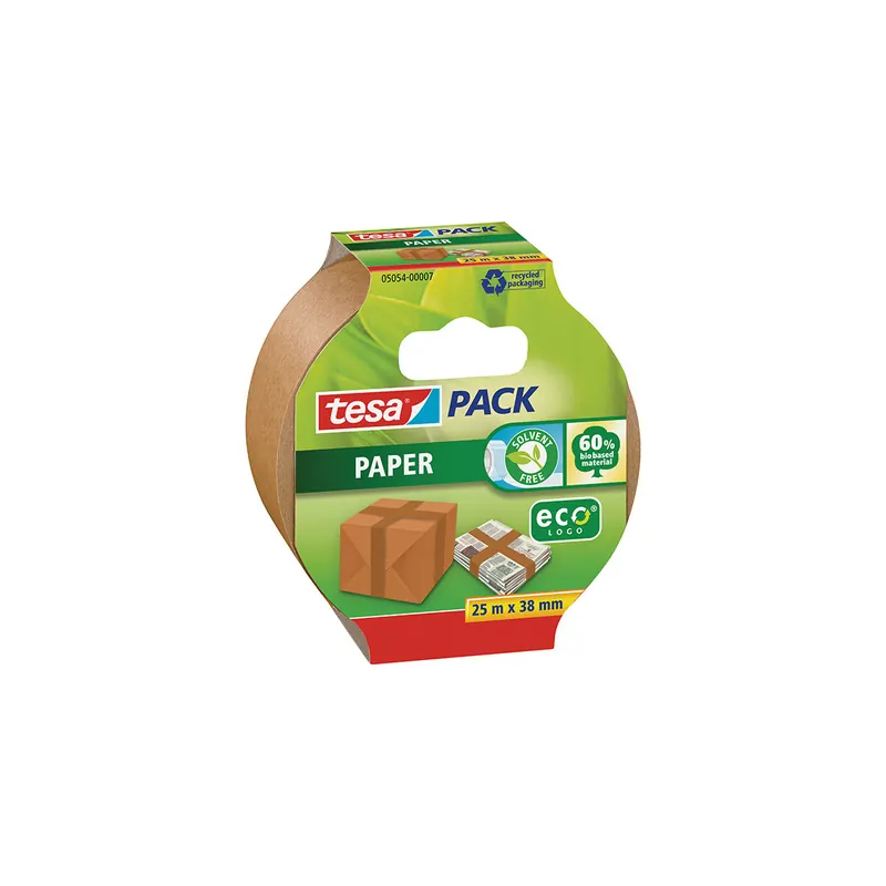 Verpackungsklebeband tesa tesapack Paper EcoLogo 5054 - 38 mm x 25 m braun Papier-Band für Privat/Endverbraucher-Anwendungen  Pckg/8