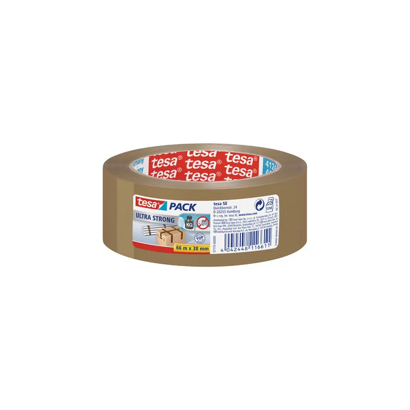 Verpackungsklebeband tesa tesapack Ultra Strong 57175 - 38 mm x 66 m braun PVC-Band für Privat/Endverbraucher-Anwendungen