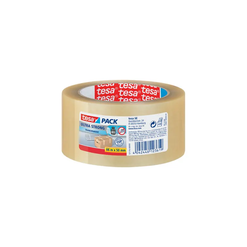 Verpackungsklebeband tesa tesapack Ultra Strong 57176 - 50 mm x 66 m transparent PVC-Band für Privat/Endverbraucher-Anwendungen  Pckg/36