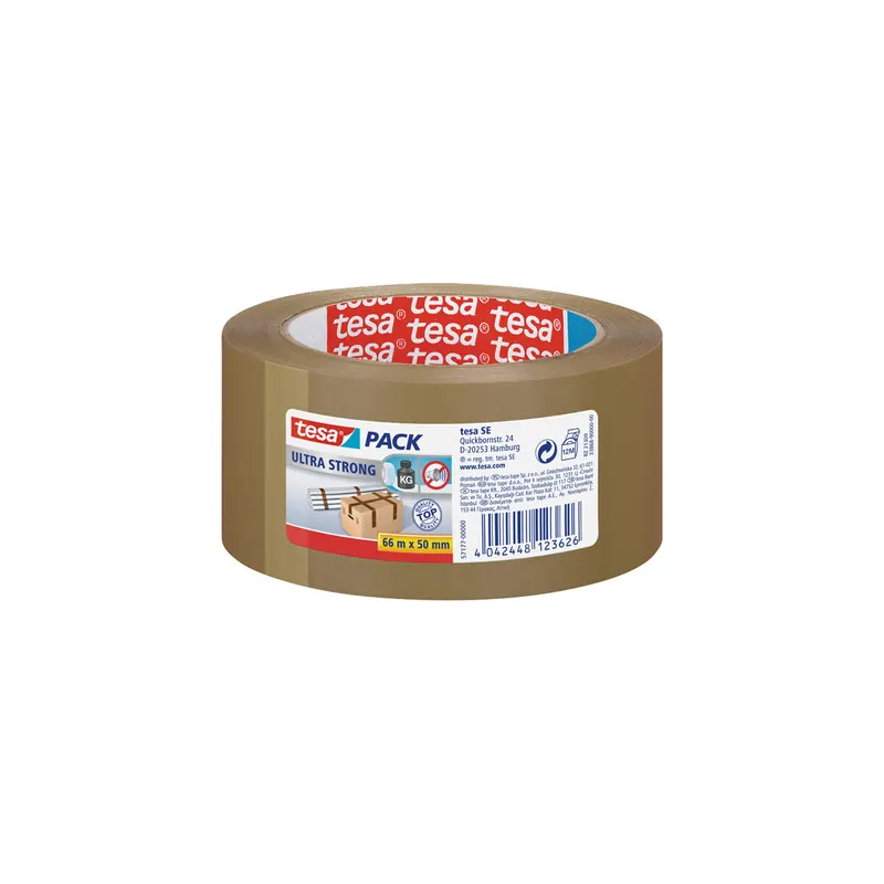 Verpackungsklebeband tesa tesapack Ultra Strong 57177 - 50 mm x 66 m braun PVC-Band für Privat/Endverbraucher-Anwendungen  Pckg/36