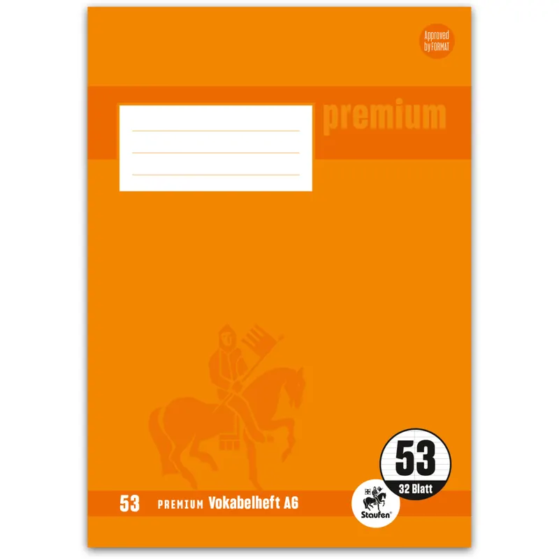 Vokabelheft Staufen Premium Academy 734010263 - A6 105 x 148 mm Lineatur53 1 Trennlinie liniert klimaneutral 32 Blatt hochweißes Premiumpapier 90 g/m²