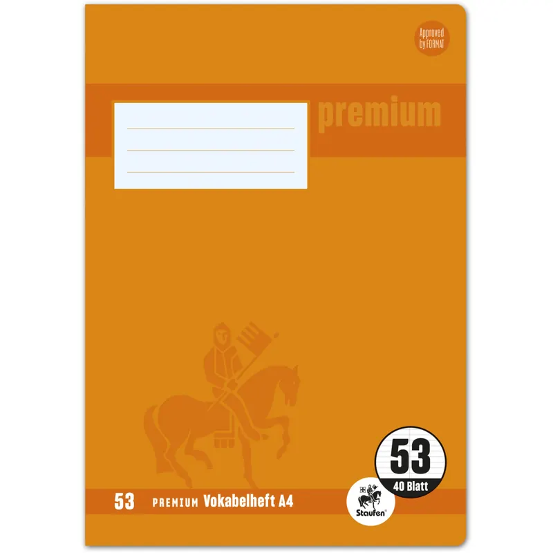 Vokabelheft Staufen Premium Academy 734010454 - A4 210 x 297 mm Lineatur53 1 Trennlinie liniert klimaneutral 40 Blatt hochweißes Premiumpapier 90 g/m²