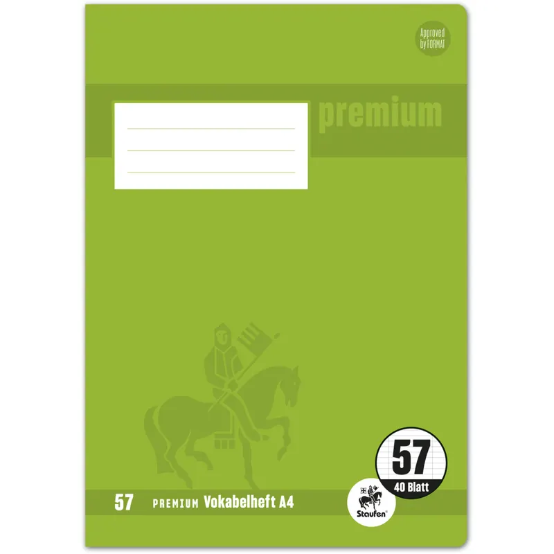 Vokabelheft Staufen Premium Academy 734010457 - A4 210 x 297 mm Lineatur57 2 Trennlinie liniert klimaneutral 40 Blatt hochweißes Premiumpapier 90 g/m²