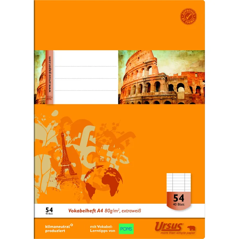 Vokabelheft Staufen Style 040440054 - A4 210 x 297 mm Lineatur54 2 Trennlinie liniert klimaneutral 40 Blatt extraweißes Qualitätspapier 80 g/m²