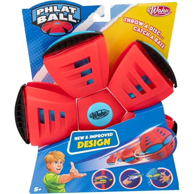 Wahu - PHLAT BALL Classic - Rot - Frisbee & Ball in Einem – Transformierbare Wurfscheibe – Outdoor-Spiel für Kinder ab 5 Jahren – 22,9 cm Frisbee, 15,7 cm Ball – Für Garten, Strand & Park