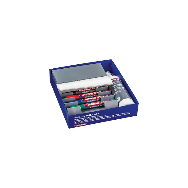 Wandtafel Starterset edding BMA15 - Tafelreiniger, Tafelwischer, Bordmarkerhalter, 4 Boardmarker Set