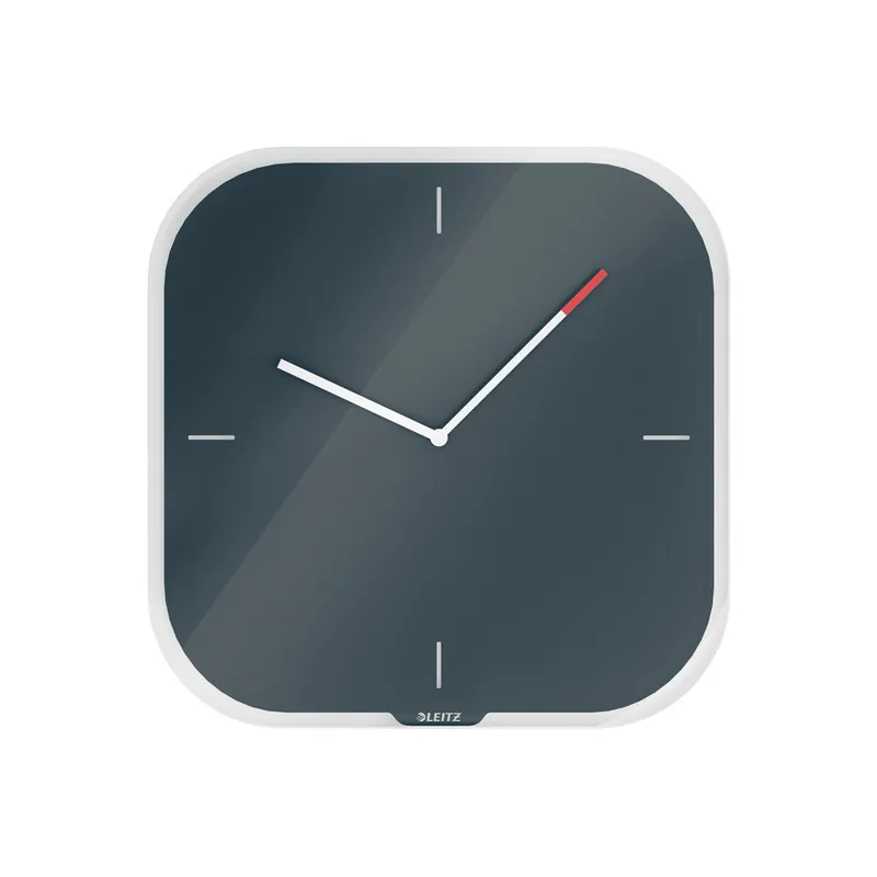 Wanduhr Leitz Cosy 9017 - Ø 30 cm grau leises Quarzlaufwerk beschreibbar Sicherheitsglas