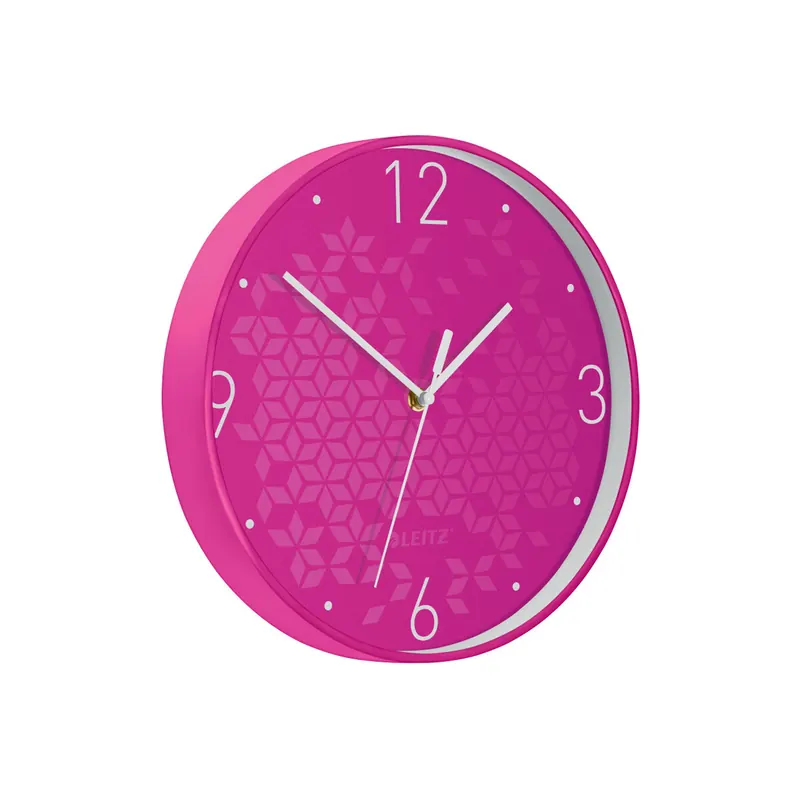 Wanduhr Leitz WOW 9015 - Ø 29 cm pink leises Quarzlaufwerk Kunststoff