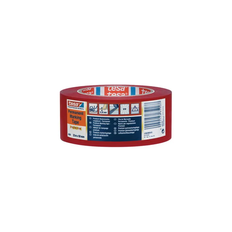 Warnband tesa Premium 04169 - 50 mm x 33 m rot für Bodenmarkierungen Pckg/6