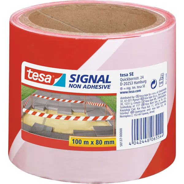 Warnband tesa Signal Absperrband 58137 - 80 mm x 100 m rot/weiß für Absperrungen