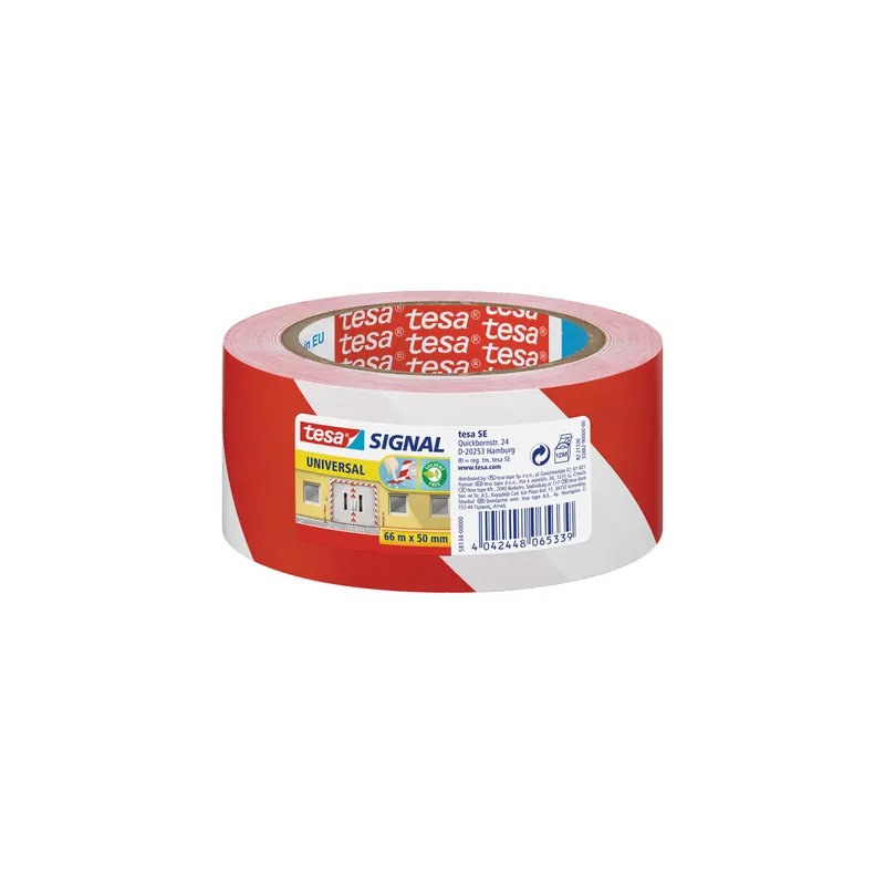 Warnband tesa Signal Universal 58134 - 50 mm x 66 m rot/weiß für Bodenmarkierungen