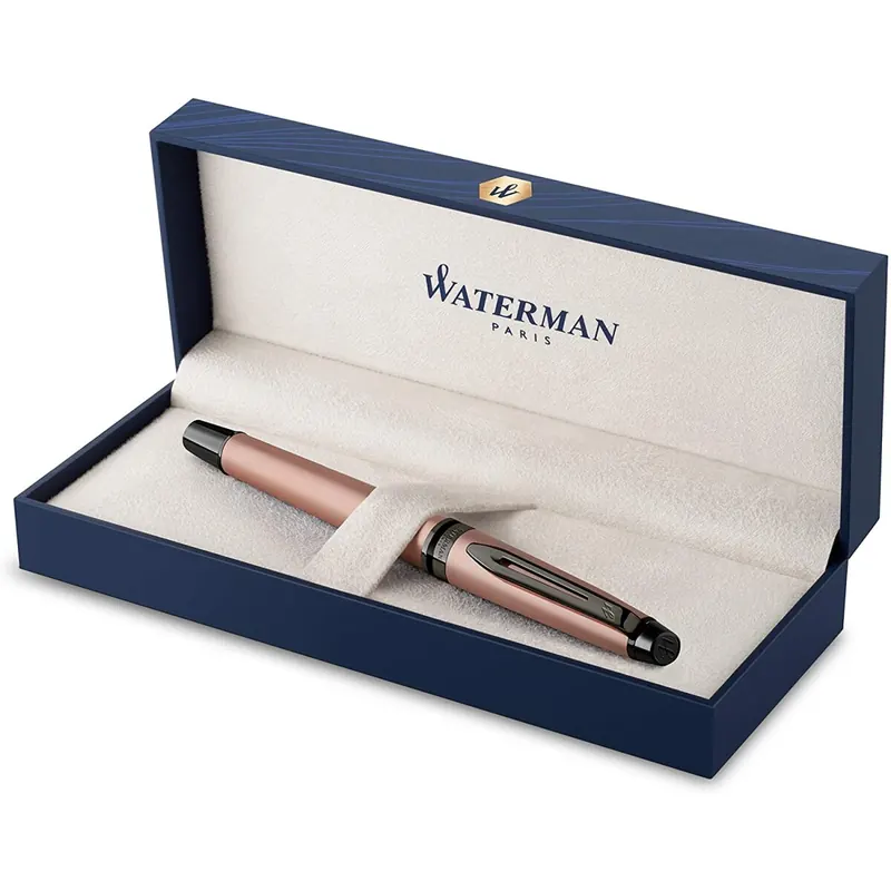 Waterman Expert Füllfederhalter | Rotgoldfarbene Metallic-Lackierung mit Ruthenium-Zierteilen | Feine Edelstahlfeder mit PVD-Beschichtung | Blaue Tinte | In Geschenkbox