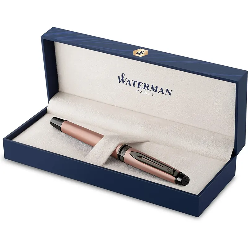 Waterman Expert Rollerball | Rotgoldfarbene Metallic-Lackierung mit Ruthenium-Zierteilen | Feine Spitze | Schwarze Tinte | In Geschenkbox