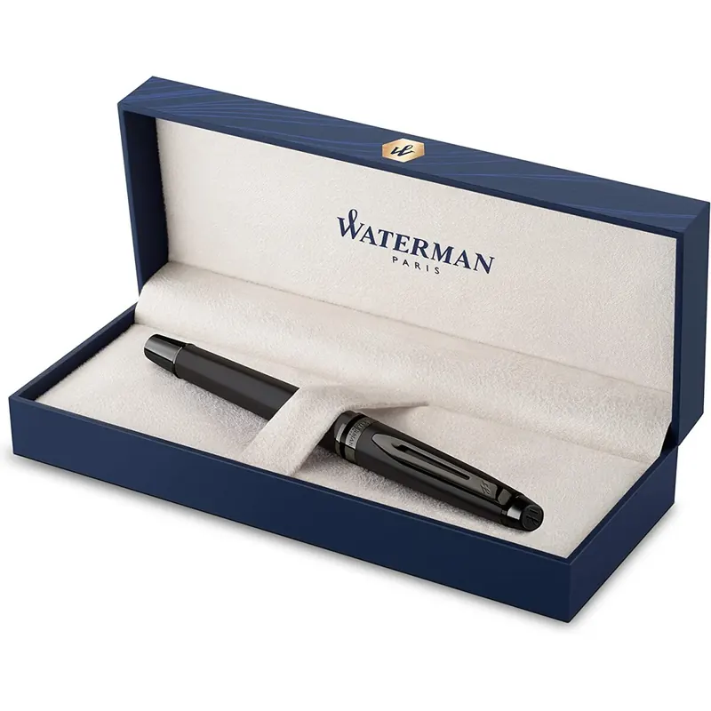 Waterman Expert Rollerball Schwarze Metallic-Lackierung mit Ruthenium-Zierteilen Feine Spitze Schwarze Tinte In Geschenkbox