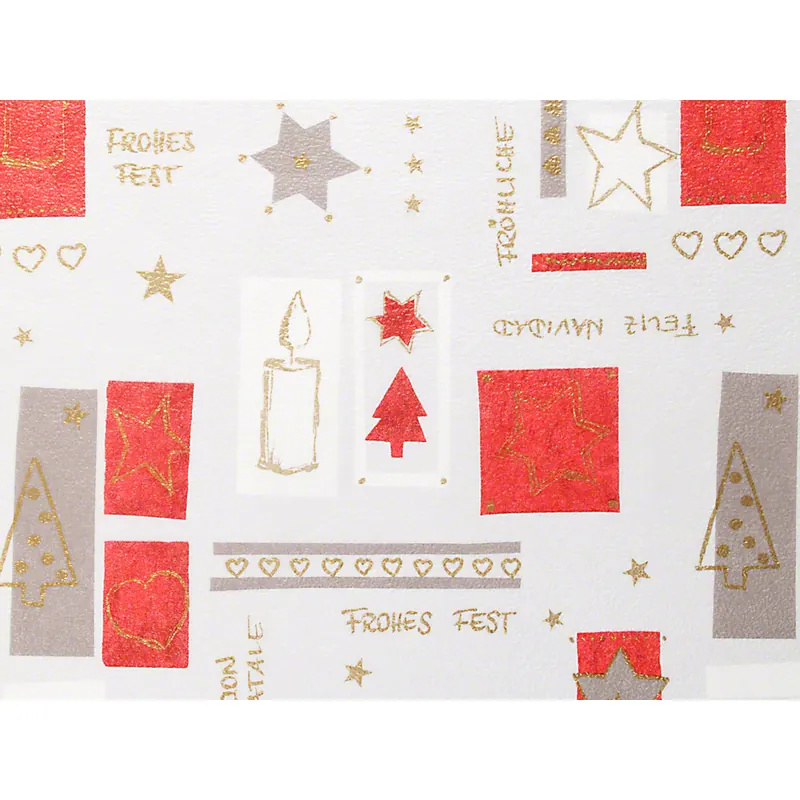 Weihnachten Geschenkseidenpapier, Fröhliche Weihnachten 50 x 70 cm, 25g/qm, P/10 Bogen, rot/weiß