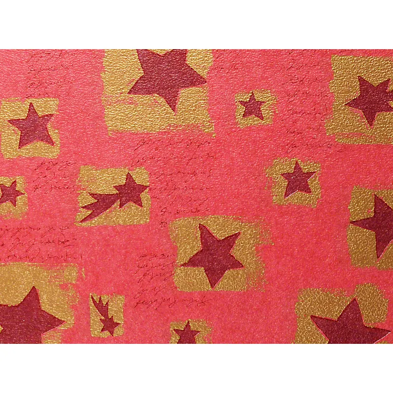 Weihnachten Geschenkseidenpapier, Motiv "Sterne" 50 x 70 cm, 25g/qm, P/10 Bogen, rot/gold