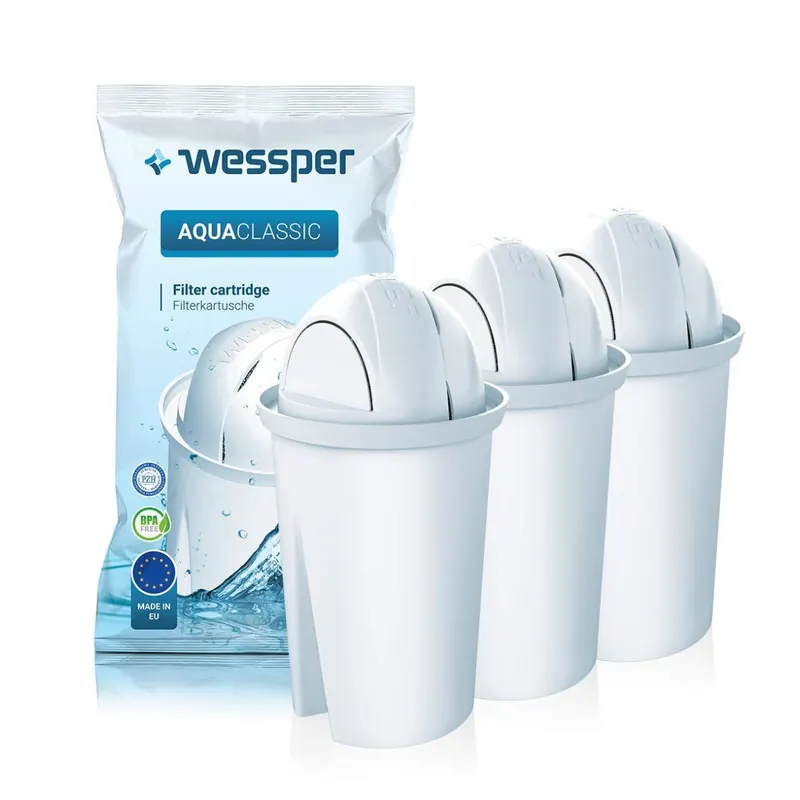 Wessper 3er Pack AquaClassic Wasserfilter Kartuschen komp. mit BRITA Classic,DAFI Classic, Glas-Wasserfilter WES002