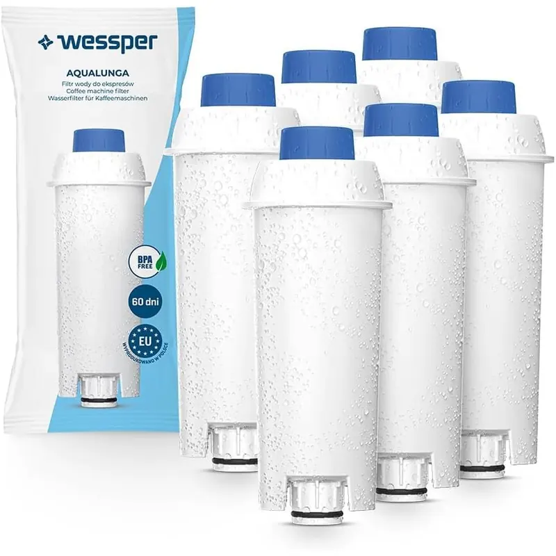 Wessper Kaffeemaschinenwasserfilterersatz Kompatibel mit DeLonghi DLSC002, SER3017 & 5513292811 - einschließlich Versionen der ECAM, ESAM, ETAM Serie (6er Pack)
