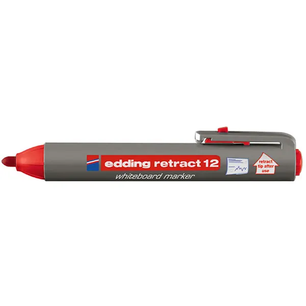 Whiteboardmarker edding retract 12 - rot 1,5-3 mm Rundspitze non-permanent nachfüllbar