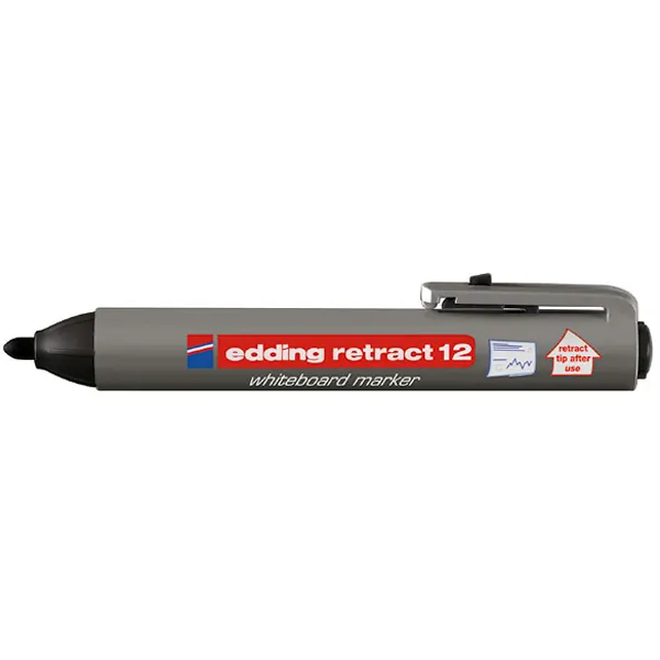Whiteboardmarker edding retract 12 - schwarz 1,5-3 mm Rundspitze non-permanent nachfüllbar