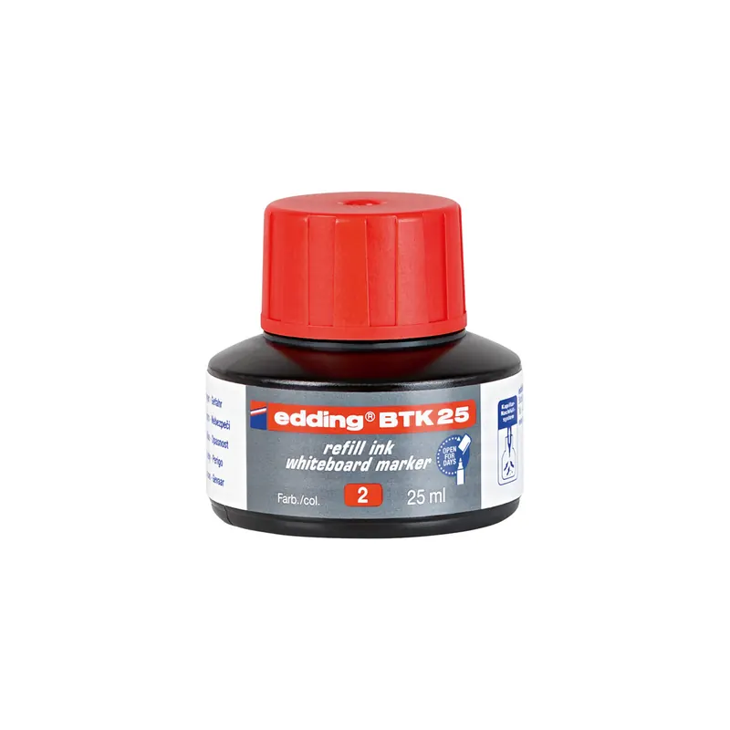 Whiteboardmarker Nachfülltinte edding BTK25 - rot für Mod 250/360/361/363/28/29 non-permanent 25 ml