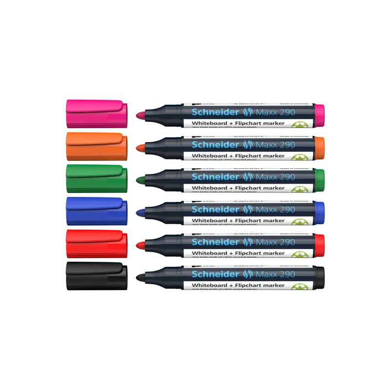 Whiteboardmarker Schneider Maxx 1290 - farbig sortier 2-3 mm Rundspitze non-permanent nachfüllbar 5er-Set