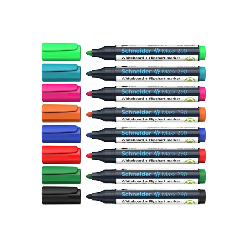 Whiteboardmarker Schneider Maxx 1290 - farbig sortier 2-3 mm Rundspitze non-permanent nachfüllbar 8er-Set