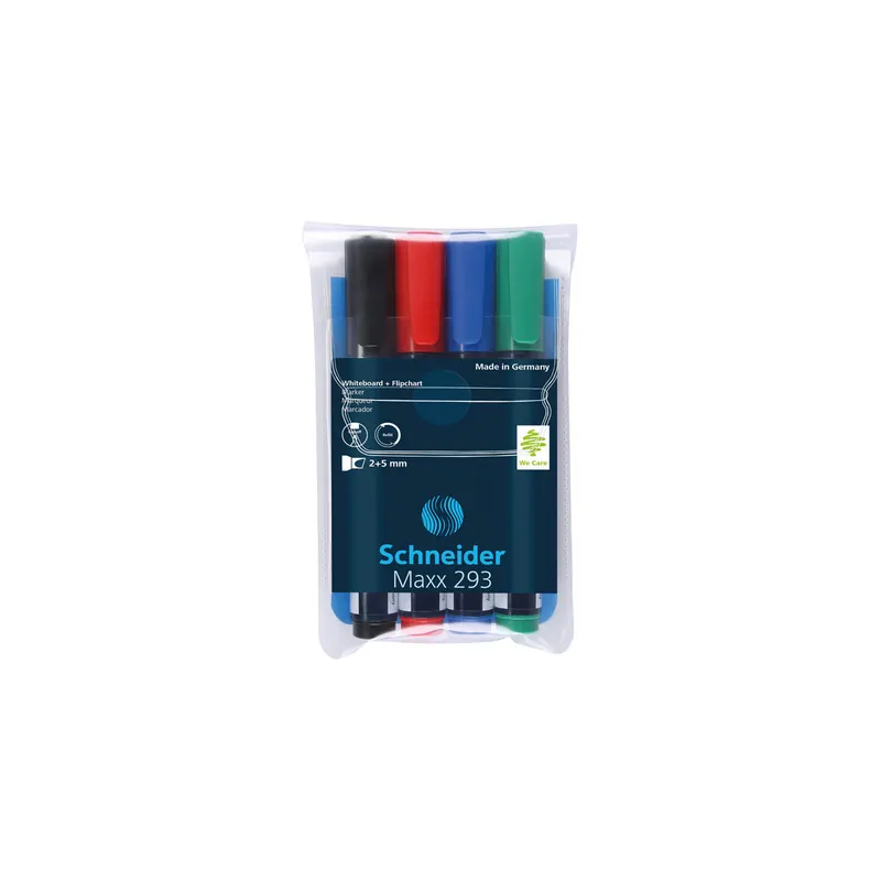 Whiteboardmarker Schneider Maxx 1293 - farbig sortiert 2-5 mm Keilspitze non-permanent nachfüllbar 4er-Set