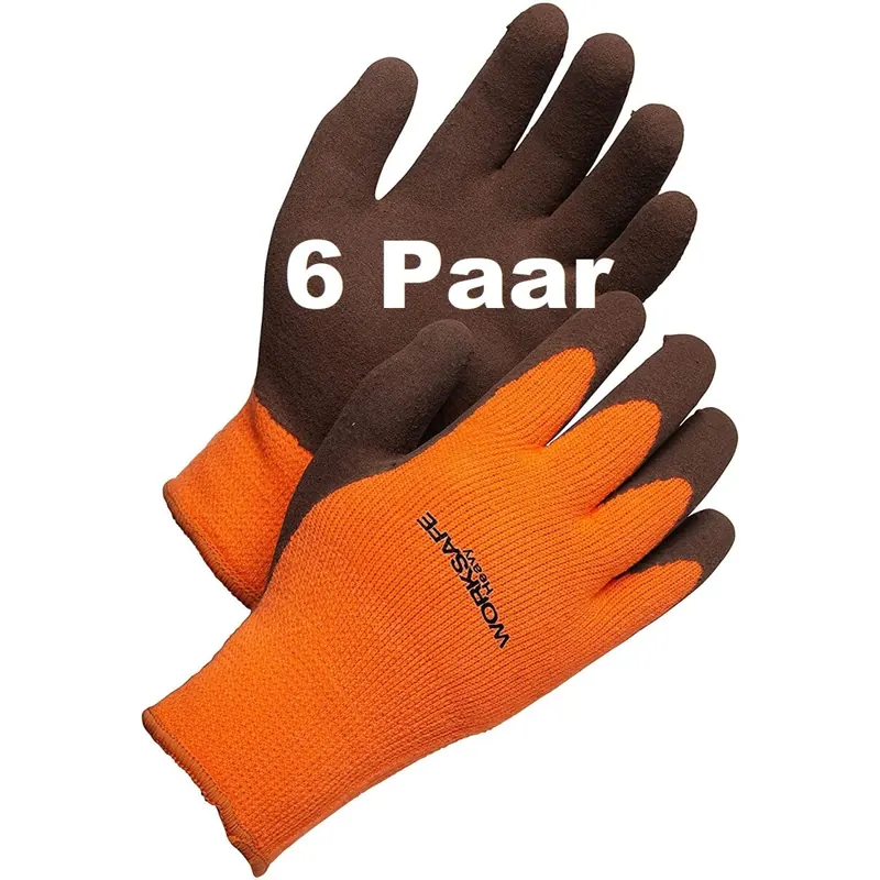 Worksafe Arbeitshandschuhe Thermo, Winter, rutschfest, Abriebfest, EN388 – H50-462W, 6 Paar, Gr. 9=L orange