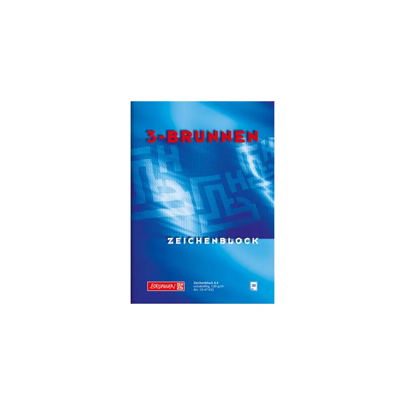 Zeichenblock Brunnen 47433 - A4 210 x 297 mm blau 20 Blatt 2-seitig verleimt Qualitätspapier 120 g/qm²