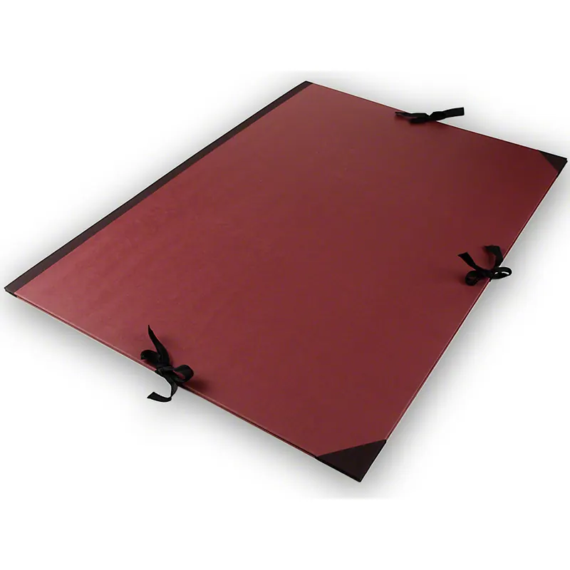 Zeichnungsmappe mit Verschlussbändern, 1.230g/qm, 52x72cm, burgund