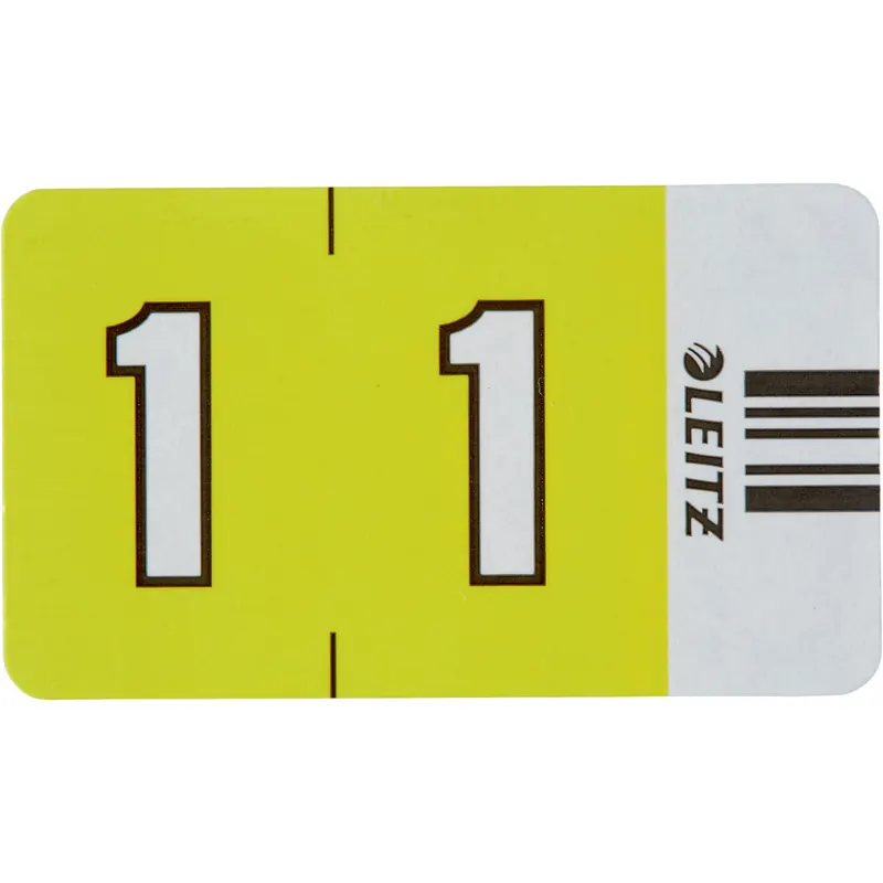 Ziffernsignal Leitz Orgacolor 6601 - 30 x 23 mm gelb Aufdruck 1 selbstklebend Pckg/100