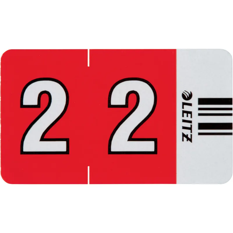 Ziffernsignal Leitz Orgacolor 6602 - 30 x 23 mm rot Aufdruck 2 selbstklebend Pckg/100