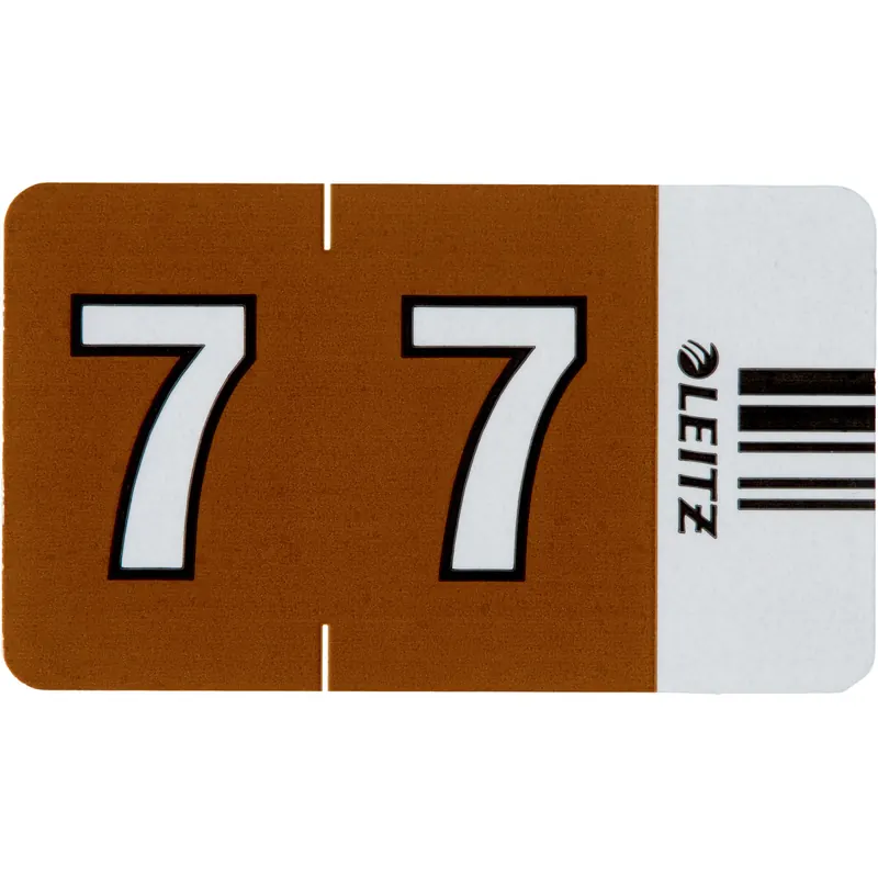 Ziffernsignal Leitz Orgacolor 6607 - 30 x 23 mm braun Aufdruck 7 selbstklebend Pckg/100