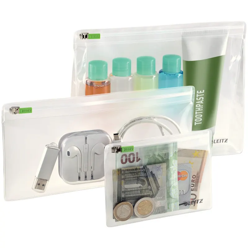 Zipbeutel Leitz Complete 4010 - Größe XS/S/M transparent mit Gleitverschluss Soft-PVC 3er-Set