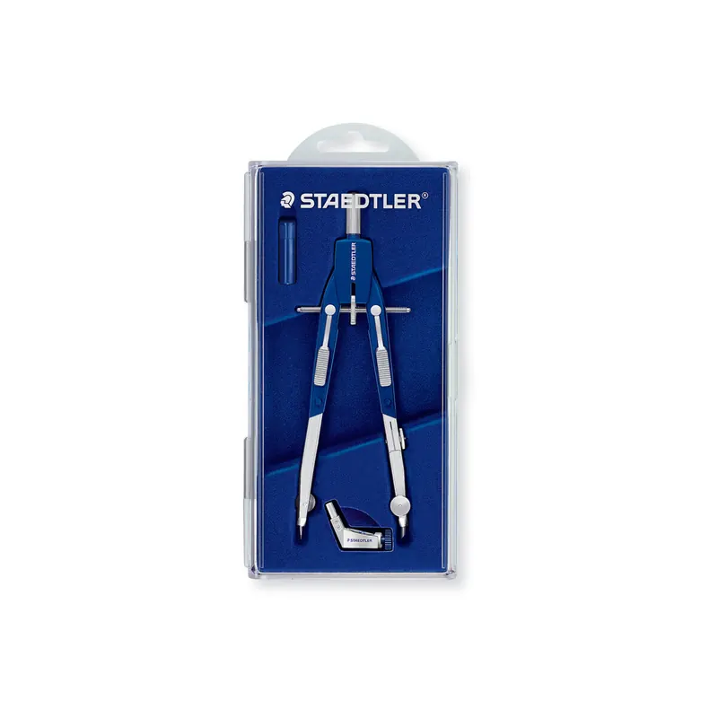 Zirkel Staedtler Mars Comfort 55201 - Ø 350 mm Länge 170 mm silber/blau mit Universaladapter