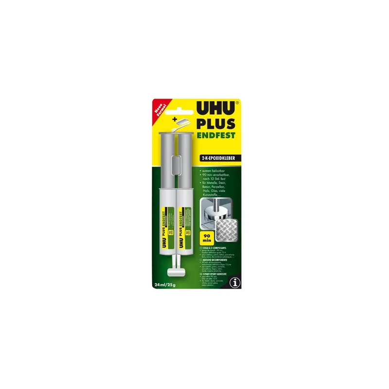Zweikomponentenkleber UHU plus endfest 45585 - Doppelkammerspritze universell einsetzbar 25 g