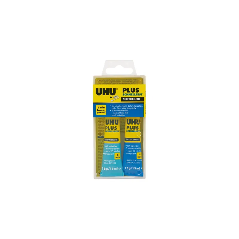 Zweikomponentenkleber UHU plus schnellfest 45700 - Tube Binder / Härter universell einsetzbar 35 g